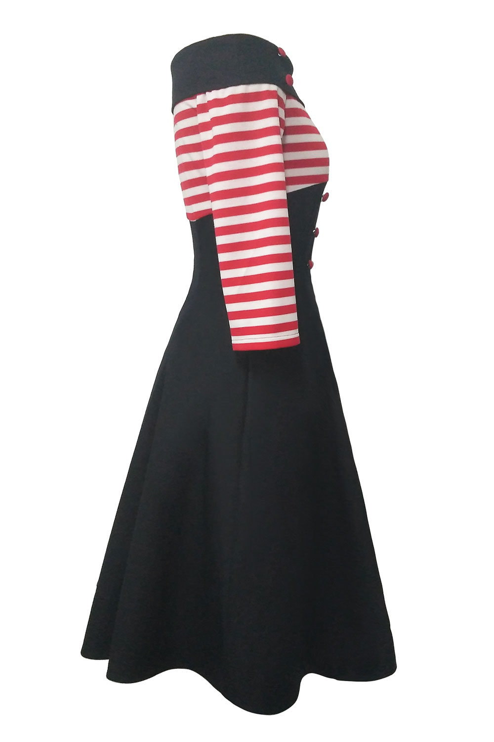 SZ60087-2 Womens Stripes Vintage Retro 1950s Style Swing Cocktail Dress